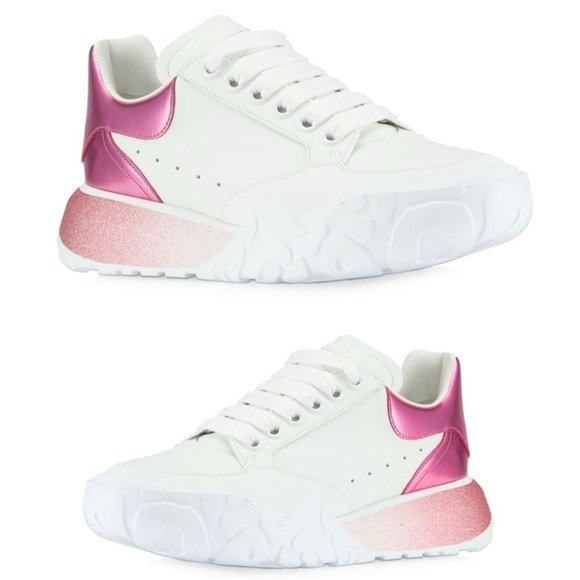 Alexander McQueen Shoes - Alexander McQueen Metallic Court Ombre Barbie Pink Glitter Platform Sneakers